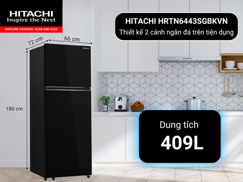 tủ lạnh hitachi 2 cánh hitachi được thiết kế tinh tế với công nghệ inveter