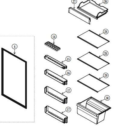 Các khay chứa tấm kính tủ lạnh hitachi check theo đúng model sản phẩm