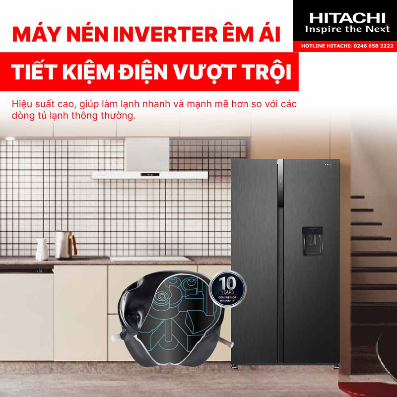 Tủ-lạnh-Hitachi-HRSN9552DWDXVN-máy-nén-bảo-hành-lên-tới-10-năm Tủ lạnh Hitachi HRSN9552DWDXVN máy nén bảo hành lên tới 10 năm