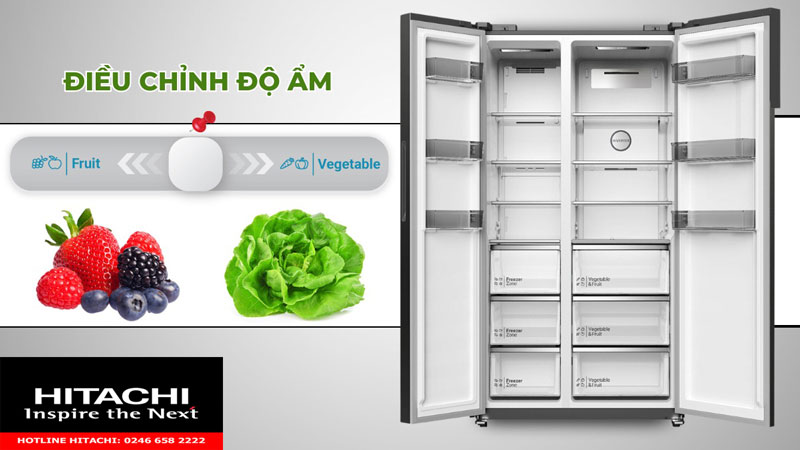 Tủ lạnh Hitachi HRSN9552DWDXVN tính năng điều chỉnh độ ẩm mới