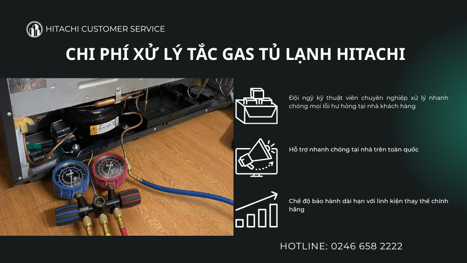 Chi phí xử lý tắc gas tủ lạnh hitachi