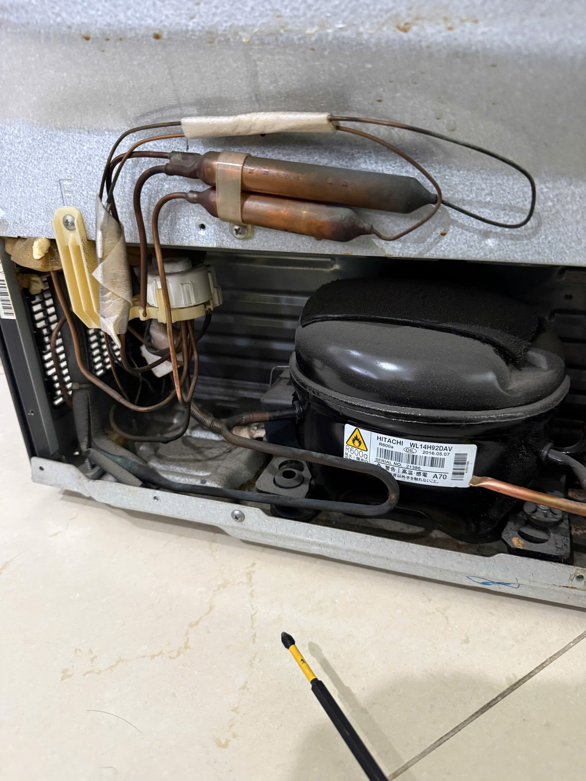 Thay lốc máy nén tủ lạnh hitachi tại nhà