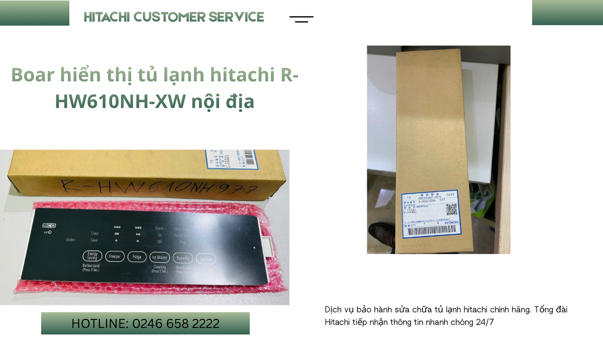 Giá bo hiển thị tủ lạnh hitachi R-HW610NH-XW