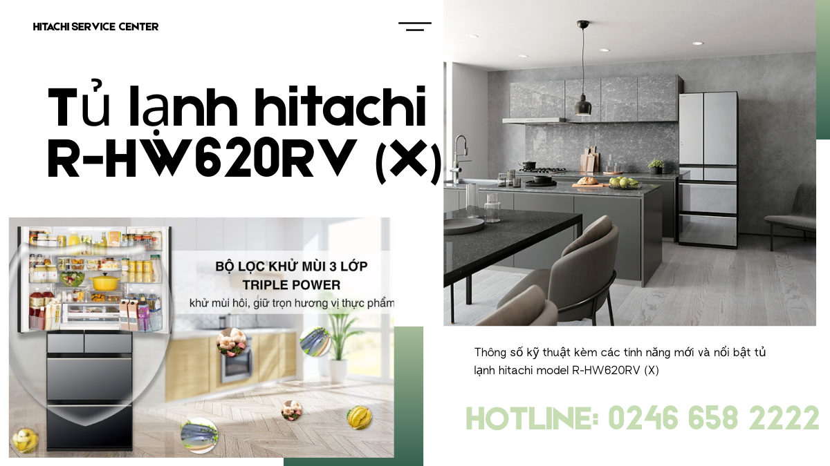 Tủ lạnh hitachi R-HW620RV (X) chính hãng