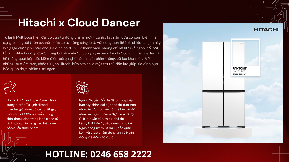 Tủ lạnh hitachi x Cloud Dancer 2026