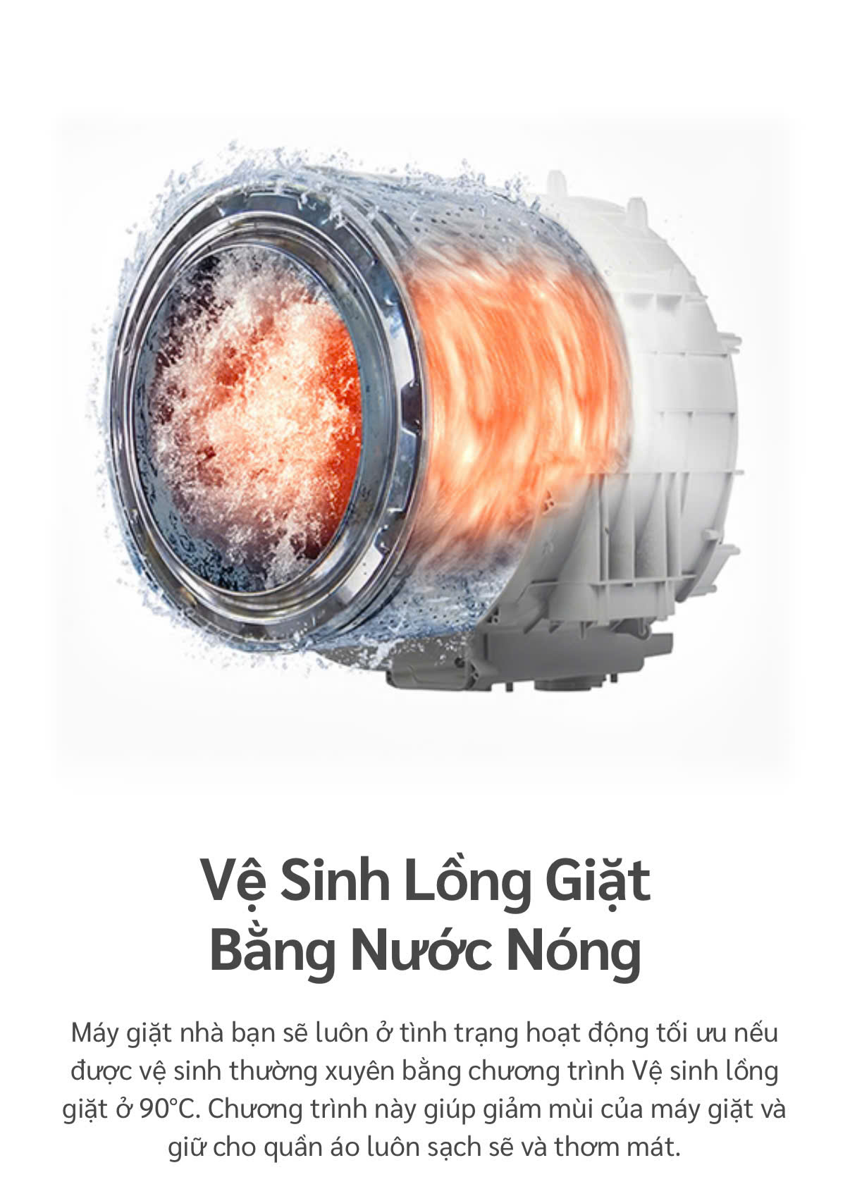 Vệ sinh lồng máy giặt bằng nước nóng