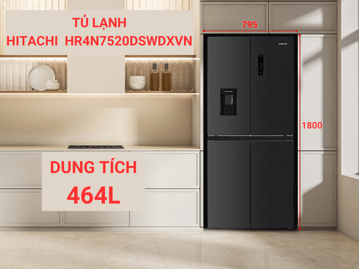Tủ lạnh Hitachi 4 cánh inveter HR4N7520DSWDXVN
