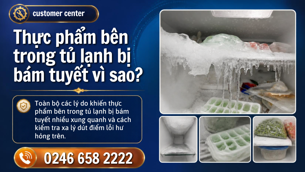 Thực phẩm bên trong tủ lạnh hitachi bị bám tuyết