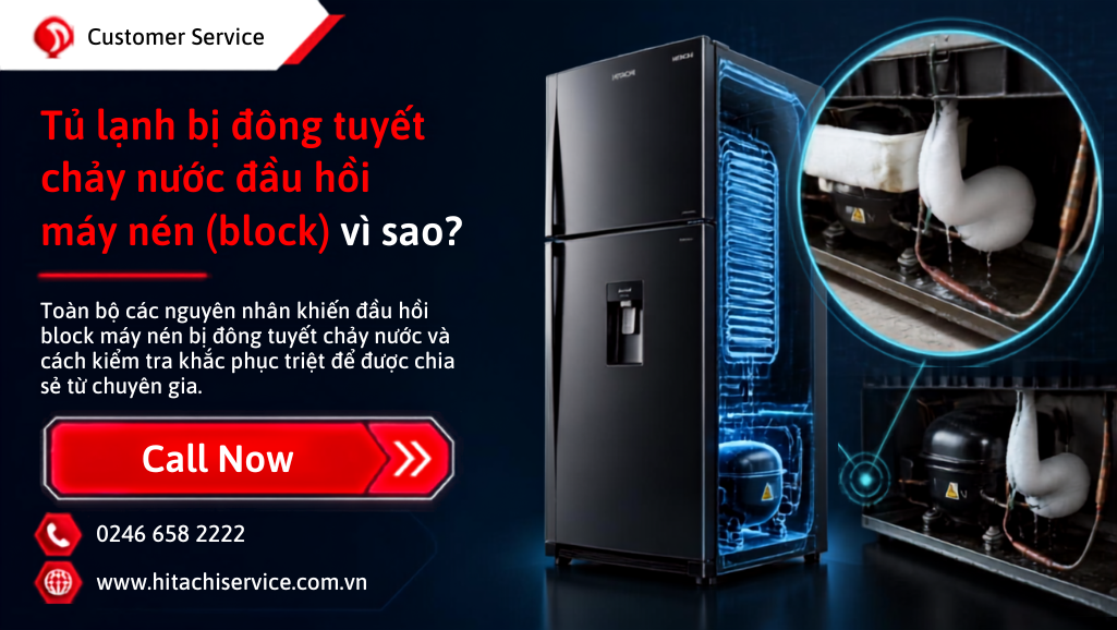 Vì sao tủ lạnh bị đông tuyết ở đầu hồi lốc máy nén