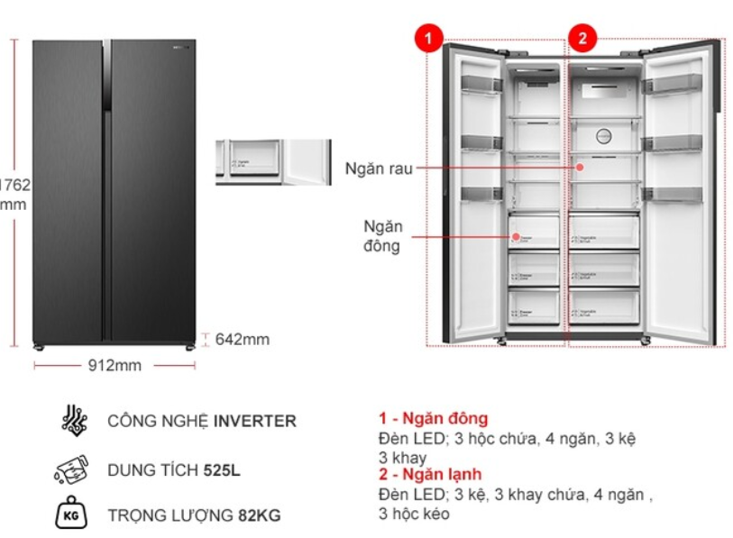 Tủ lạnh Hitachi HRSN9552DDXVN